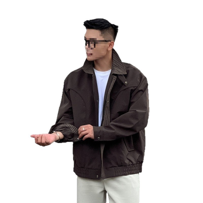 Xanthe | Mens Harrington Jacket Check Collared Bomber Workwear Jacket