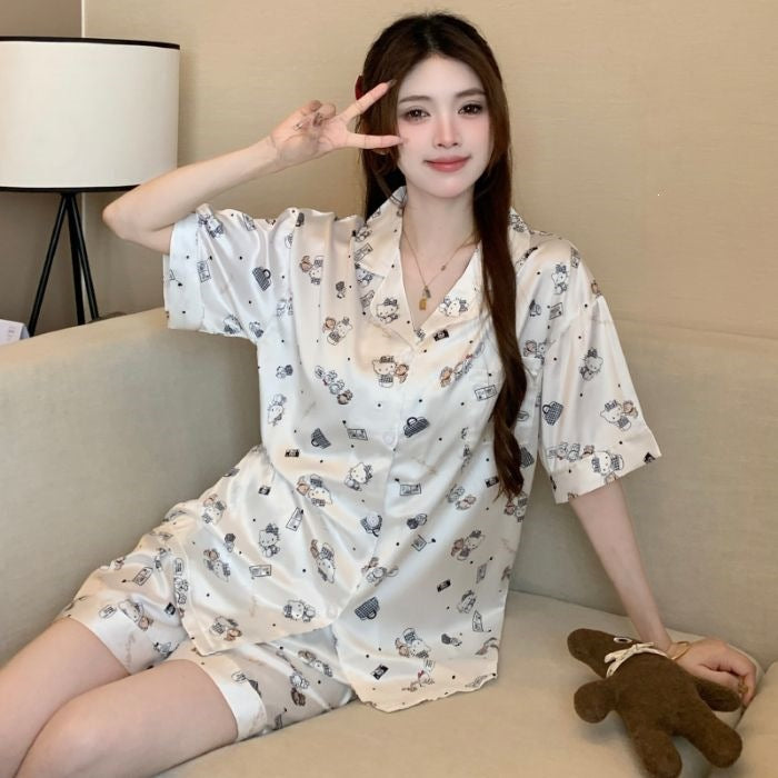 Odette | Womens Short Sleeve Satin Pyjama Set