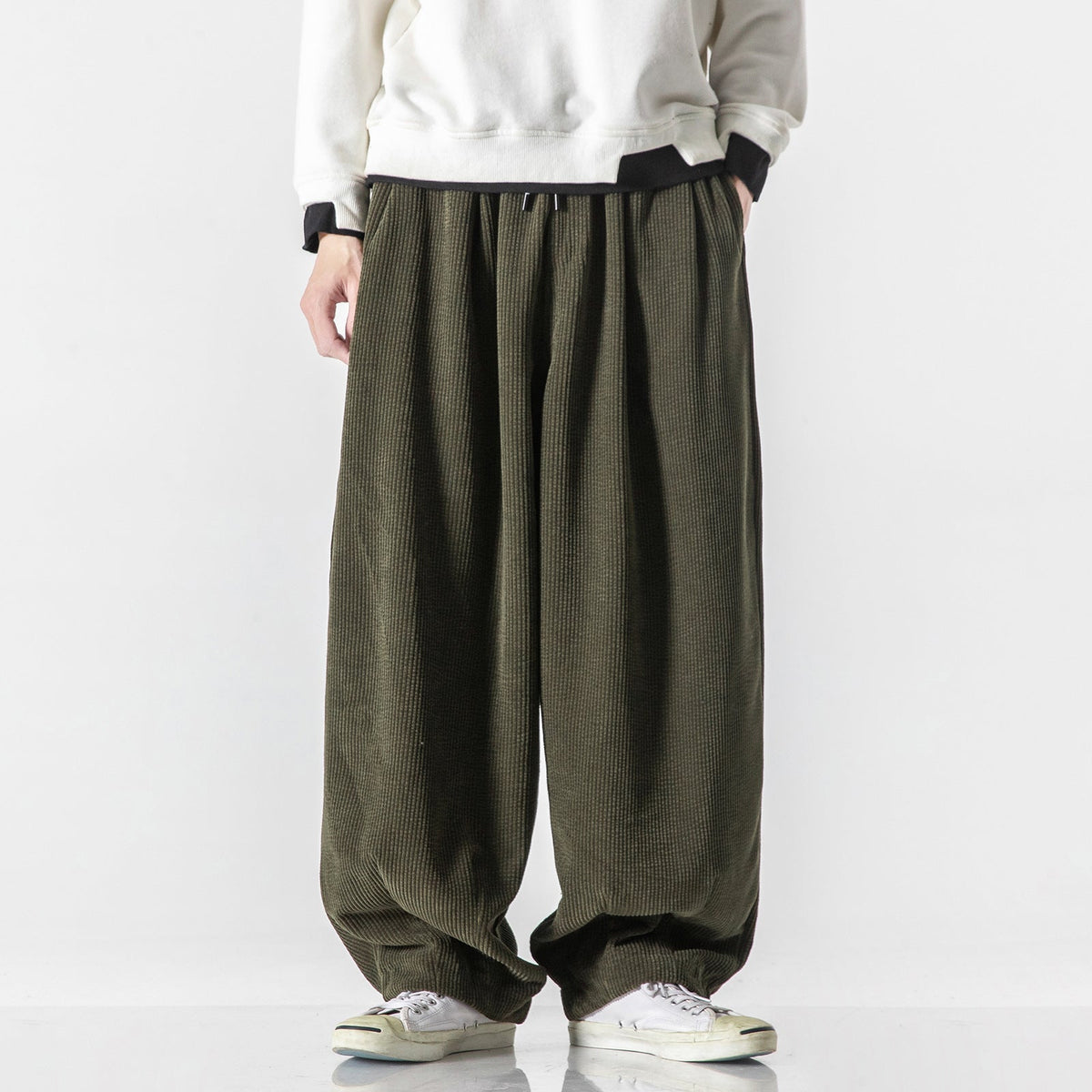 Marcus | Mens Corduroy Wide Leg Casual Loose Straight Trousers - 9