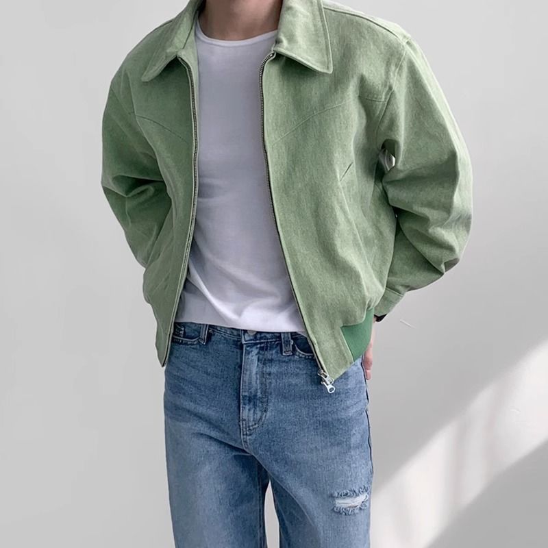 Orla | Mens Bomber Retro Washed Loose Zip Lapel Jacket - 2
