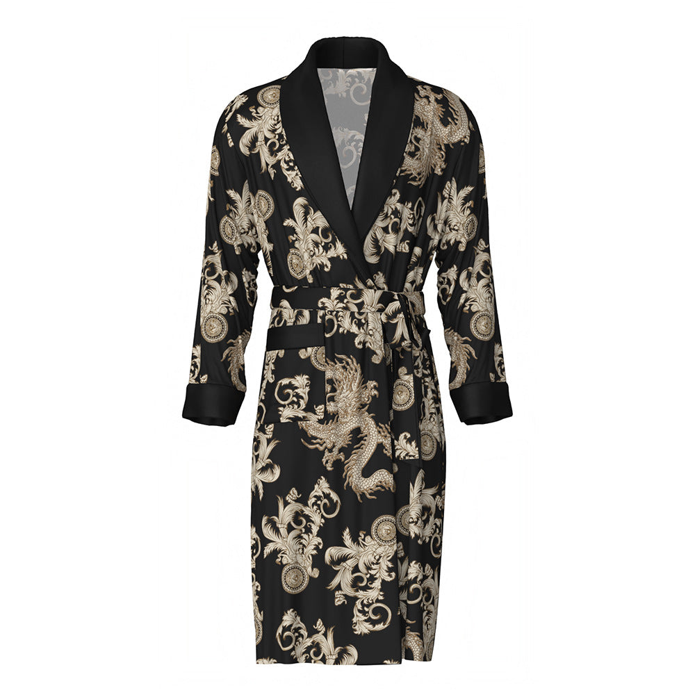 Alaric | Mens Dressing Gown Satin Kimono Bathrobe Robe Loungewear