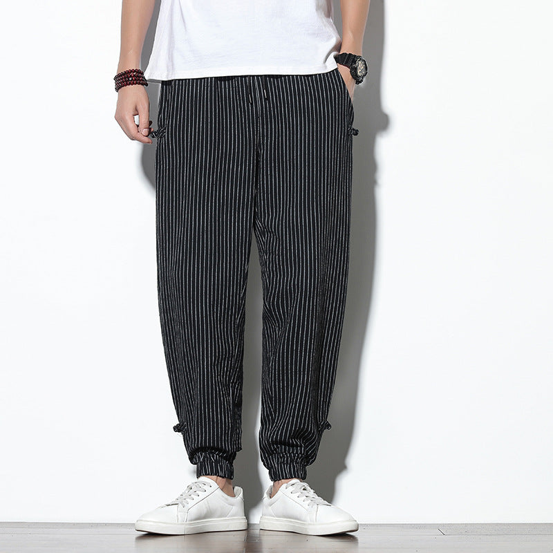 Roderick | Mens Linen Trousers Cotton Casual Tapered Trousers - 8