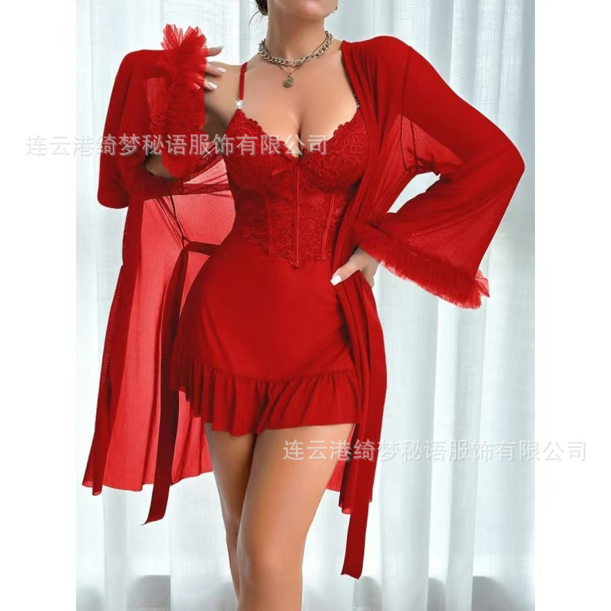 Horatio | Womens Lace Sheer Nightgown Lingerie Loungewear Nightdress Nightwear - 7