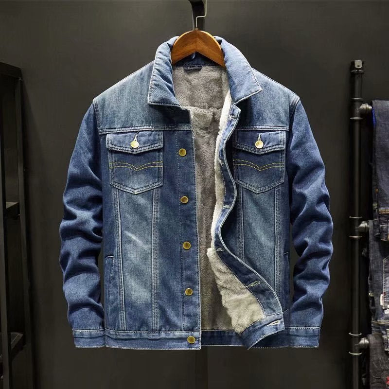 Ferris | Mens Denim Jacket Fleece Lined Warm Winter Trucker Jacket