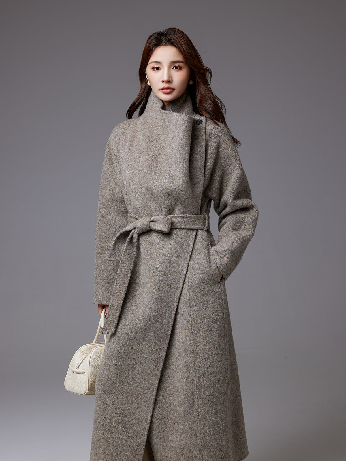 Nadia | Womens Wool Coat Long Stand Collar Winter Overcoat