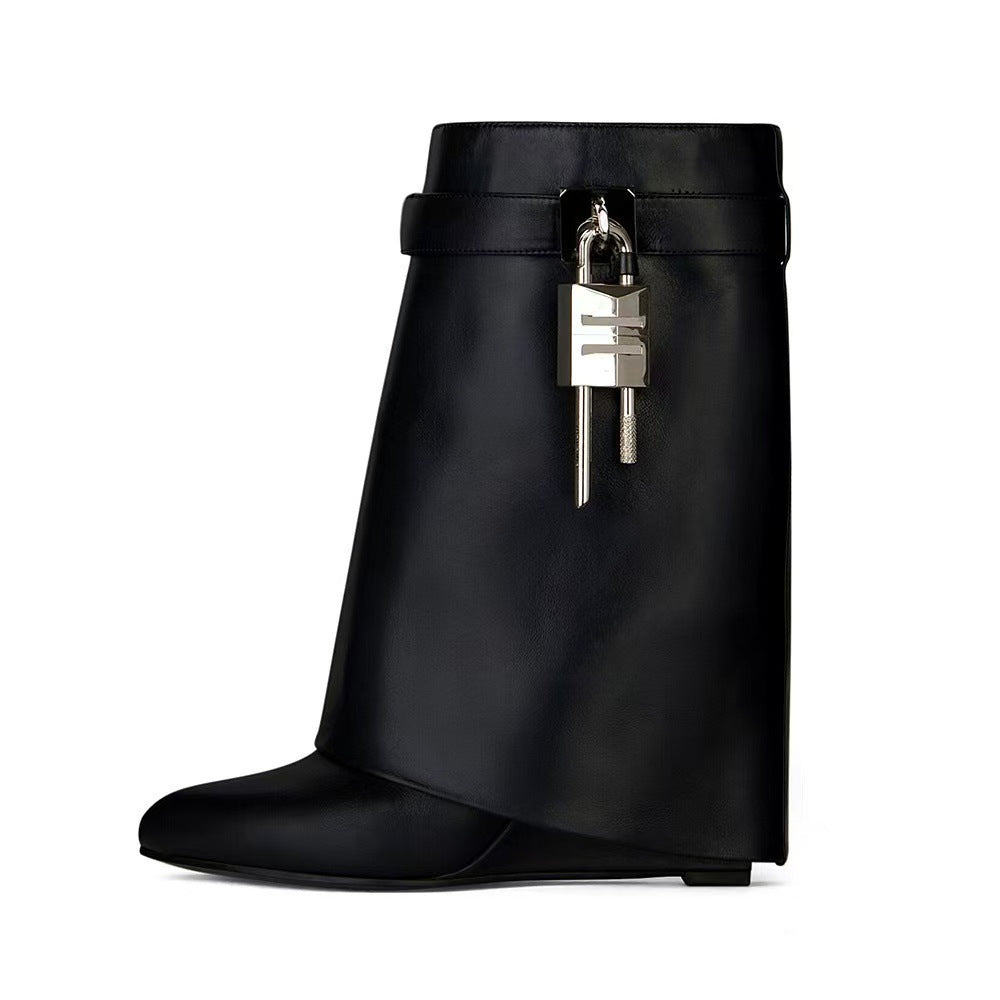 Odette | Womens Platform Boots Heeled Buckle Round Toe Ankle Boots