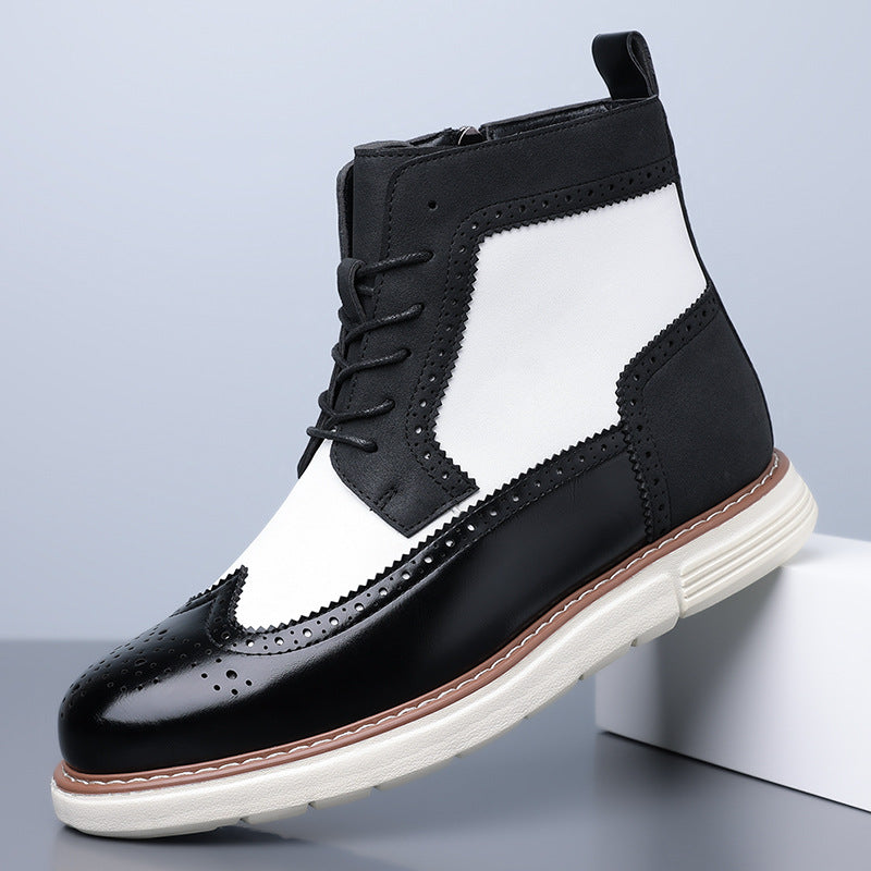 Blythe | Mens Leather Lace Up Combat Military Mid Calf Boots - 6
