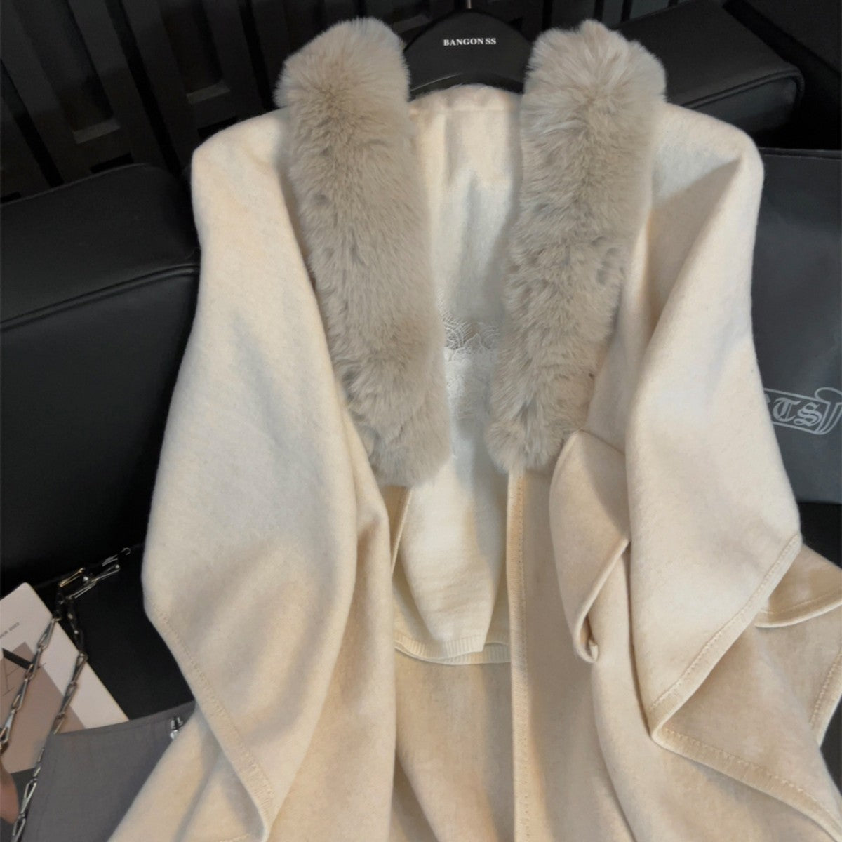 Sabine | Womens Shawl Cape Faux Fur Poncho Wrap