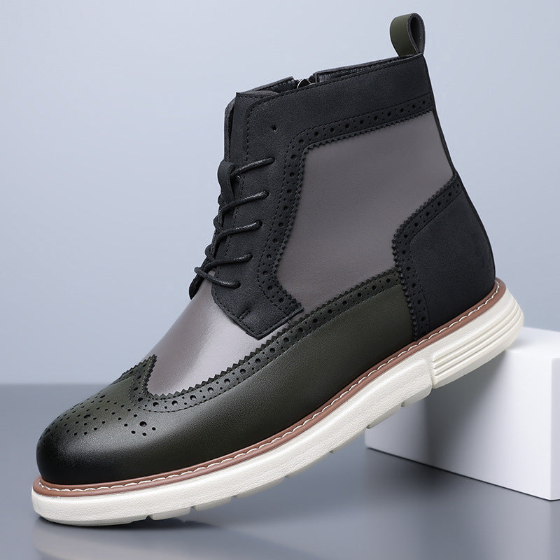 Blythe | Mens Leather Lace Up Combat Military Mid Calf Boots - 7