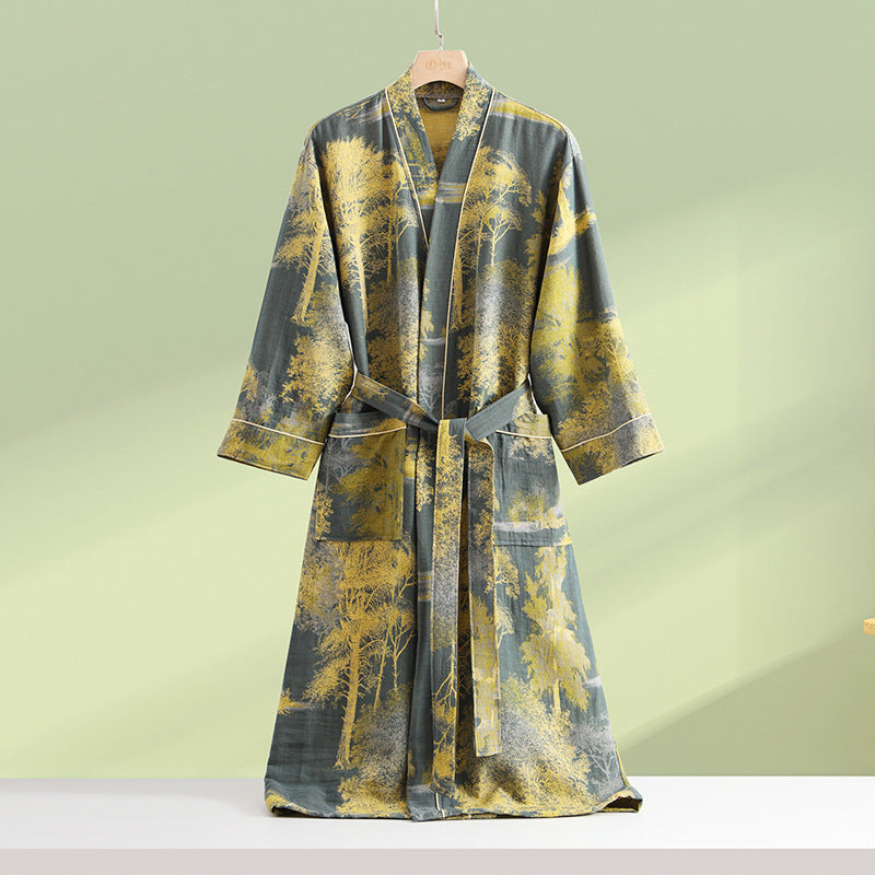 Fern | Womens Dressing Gown Cotton Kimono Bathrobe Robe