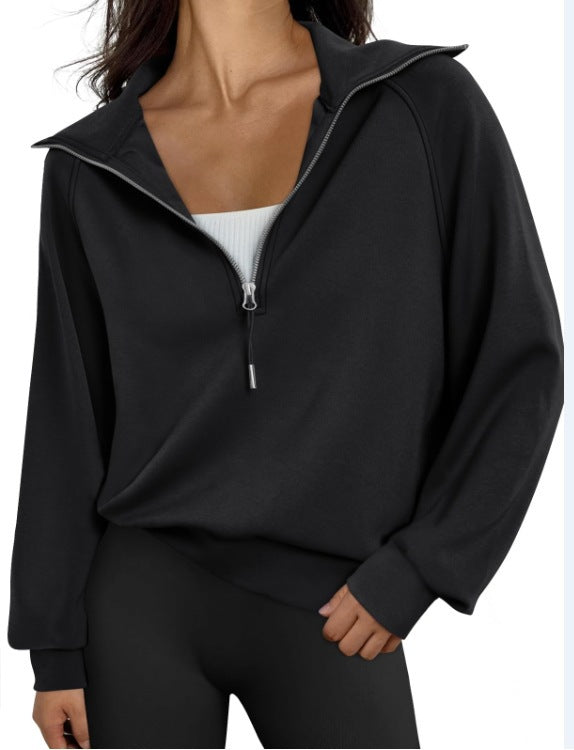 Fenella | Womens Yoga Top Long Sleeve Half Zip Stand Collar Running Fitness Top