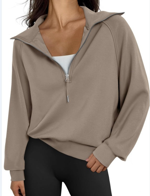 Fenella | Womens Yoga Top Long Sleeve Half Zip Stand Collar Running Fitness Top