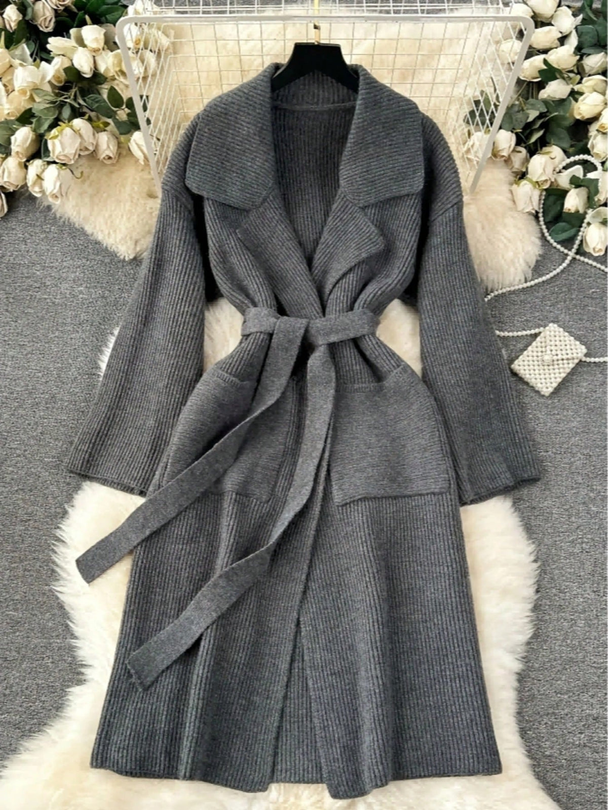 Pippa | Womens Cardigan Knitted Longline Open Front Sweater