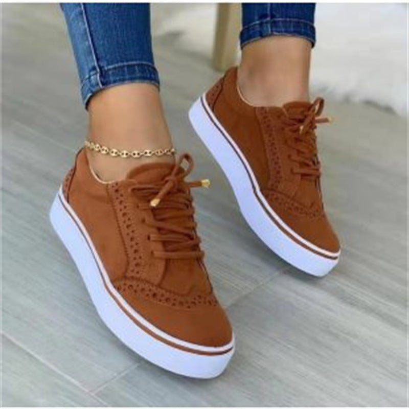 Lavinia | Womens Comfortable Lace Up Casual Flat Round Toe Shoes - 1