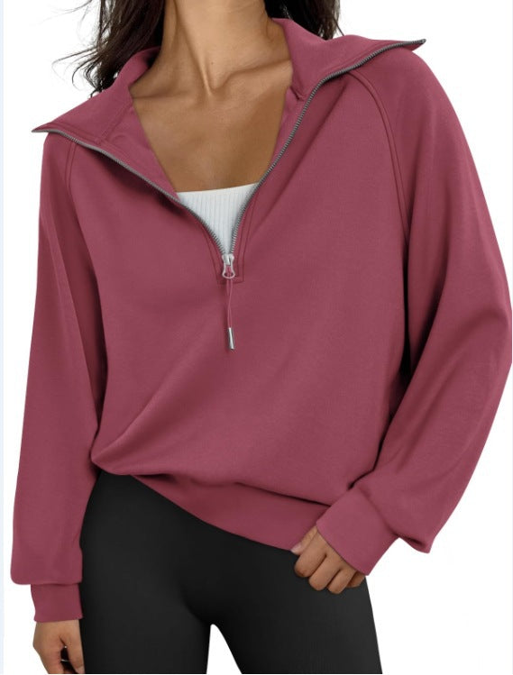 Fenella | Womens Yoga Top Long Sleeve Half Zip Stand Collar Running Fitness Top