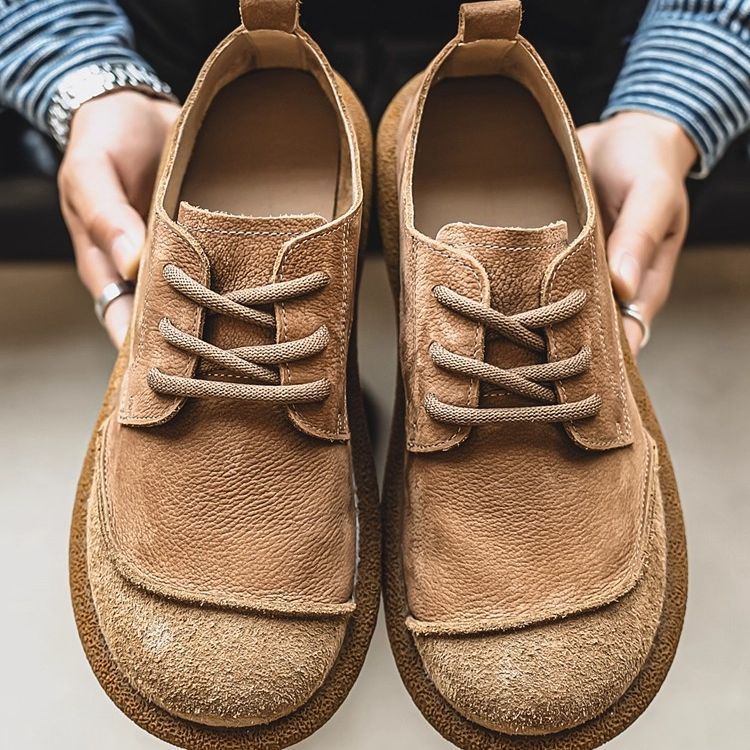Emmett | Mens Leather Lace Up Casual Retro Low Top Boots - 2