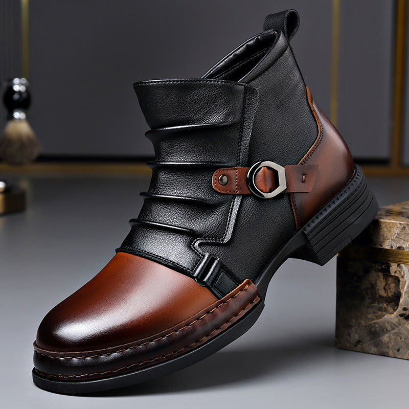 Ambrose | Mens Leather Ankle Boots Biker Boots High Top Boots - 1
