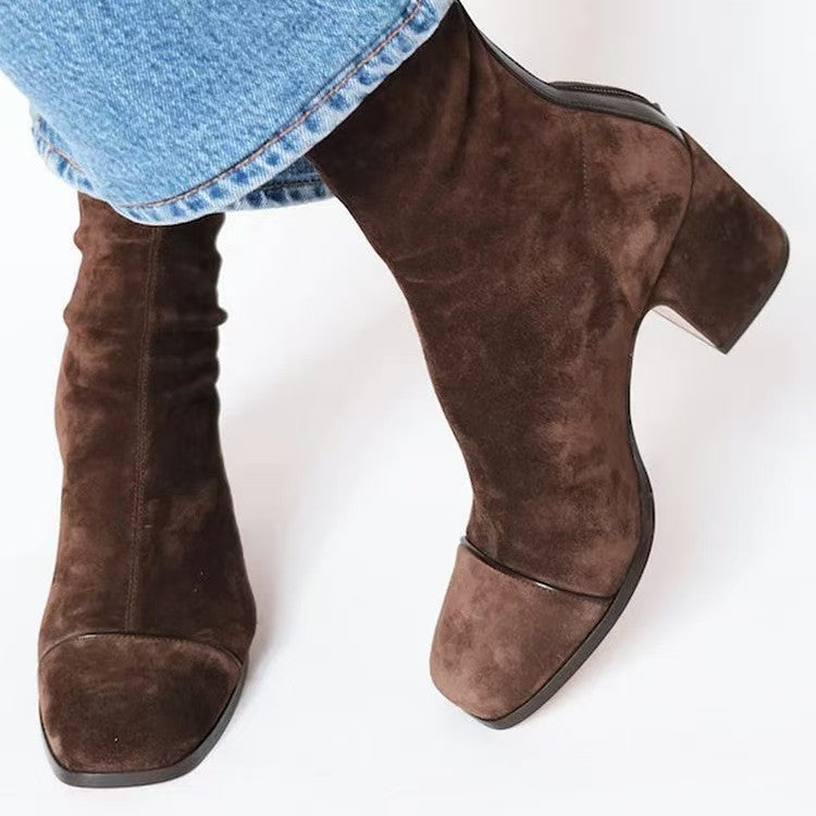Fenella | Womens Knee High Suede Heeled Winter Long Boots - 11