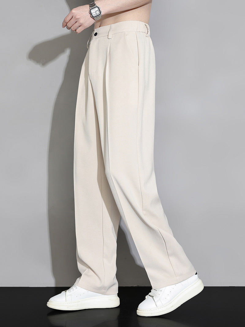 Nathaniel | Mens Wide Leg Straight Loose Casual Summer Trousers - 1