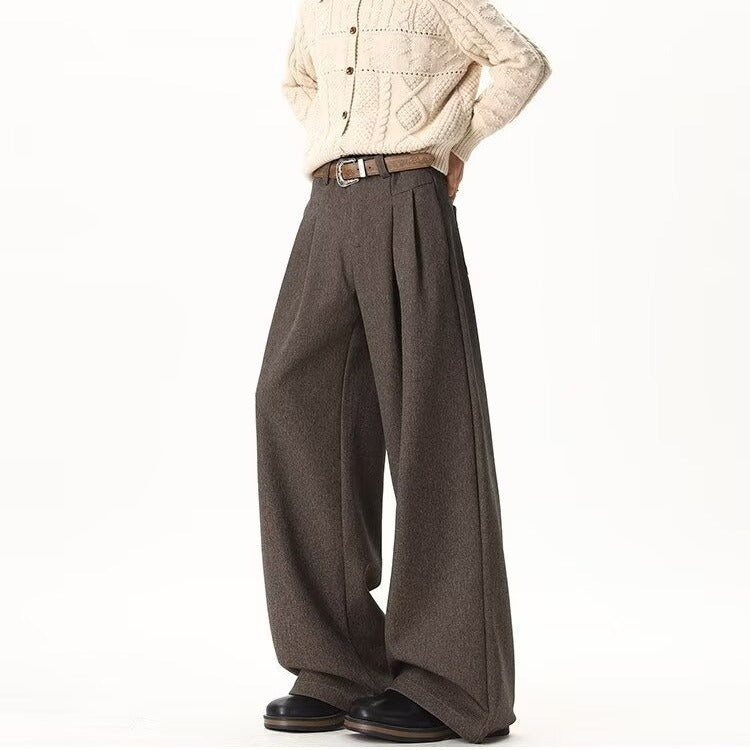 Sylvester | Mens Wide Leg Double Pleated Drape Casual Smart Trousers - 7