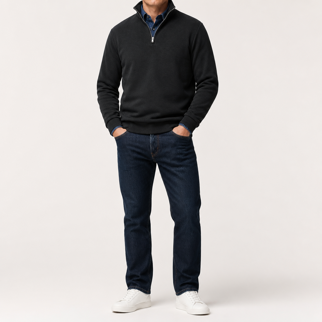 Abel | Half Zip Fleece Mens Sweatshirt, Black