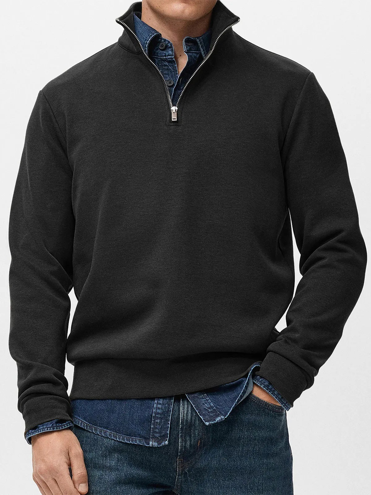 Abel | Half Zip Fleece Mens Sweatshirt, Black