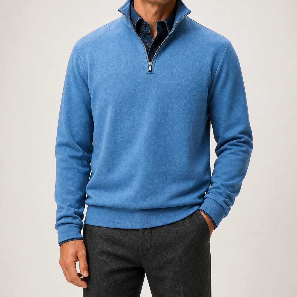 Abel | Half Zip Fleece Mens Sweatshirt, Blue