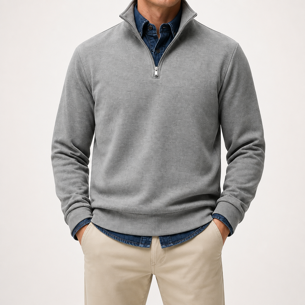 Abel | Half Zip Fleece Mens Sweatshirt, Grey