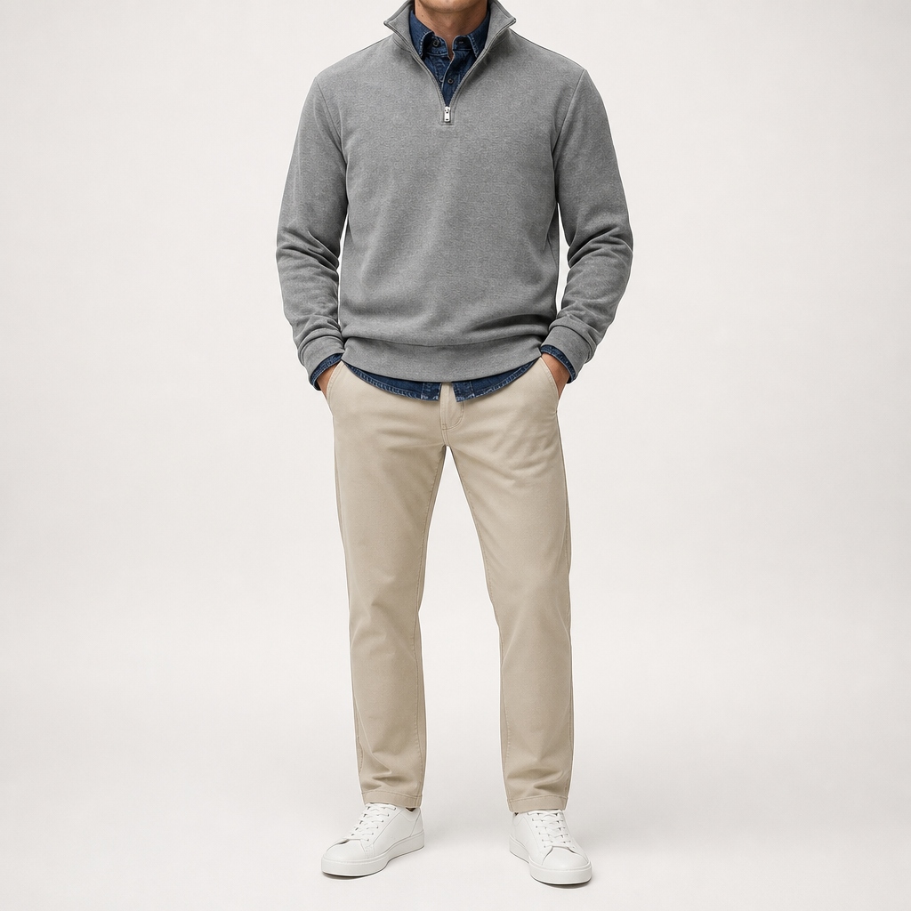 Abel | Half Zip Fleece Mens Sweatshirt, Grey