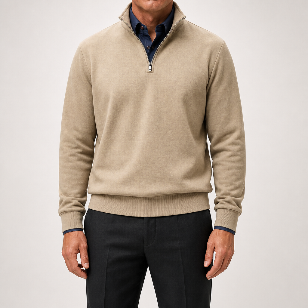 Abel | Half Zip Fleece Mens Sweatshirt, Khaki