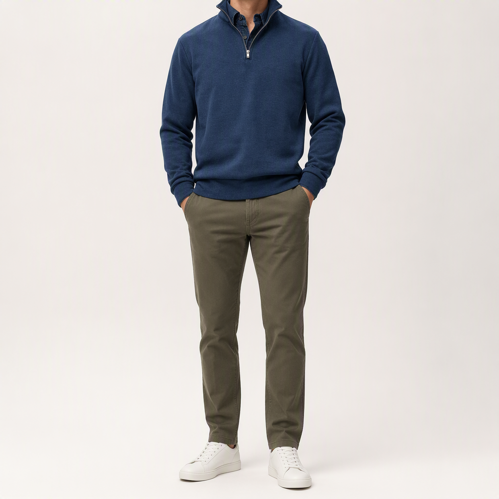 Abel | Half Zip Fleece Mens Sweatshirt, Navy Blue