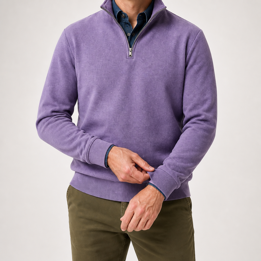 Abel | Half Zip Fleece Mens Sweatshirt, Purple