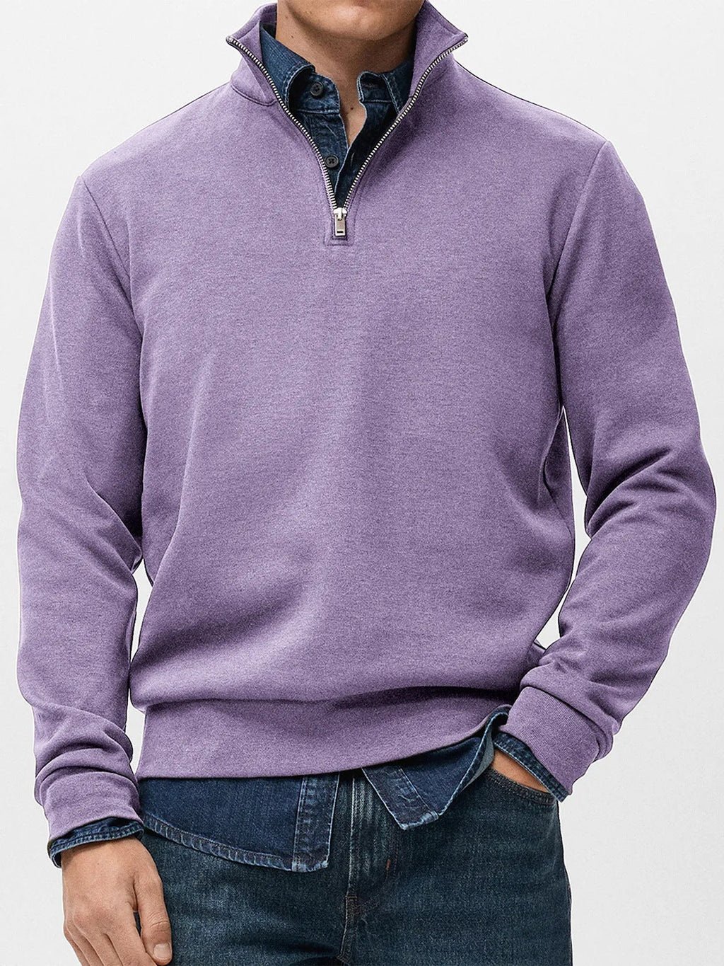 Abel | Half Zip Fleece Mens Sweatshirt, Purple