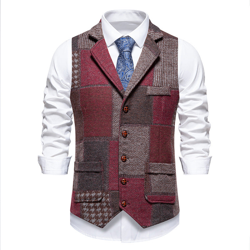 Abel | Mens Vintage Retro Single Breasted Party Vest - Wine Red