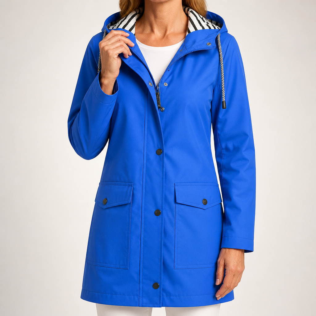 Adaline | Womens Waterproof Jacket Hooded Windproof Lightweight Rain Coat, Blue