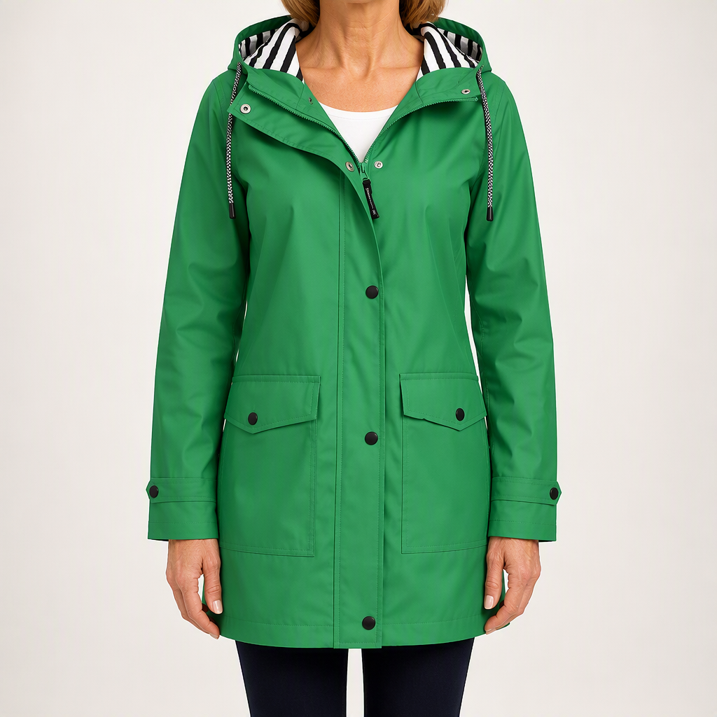 Adaline | Womens Waterproof Jacket Hooded Windproof Lightweight Rain Coat, Green