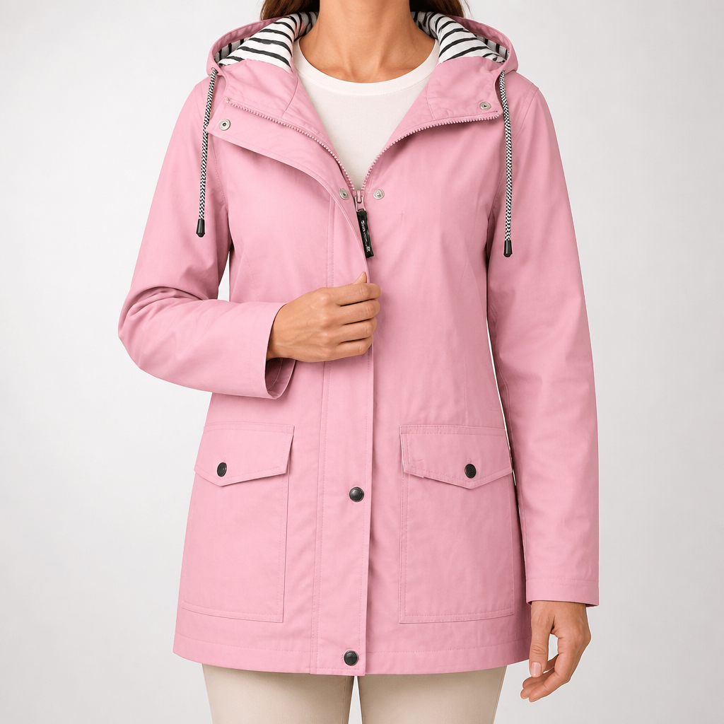 Adaline | Womens Waterproof Jacket Hooded Windproof Lightweight Rain Coat, Pink