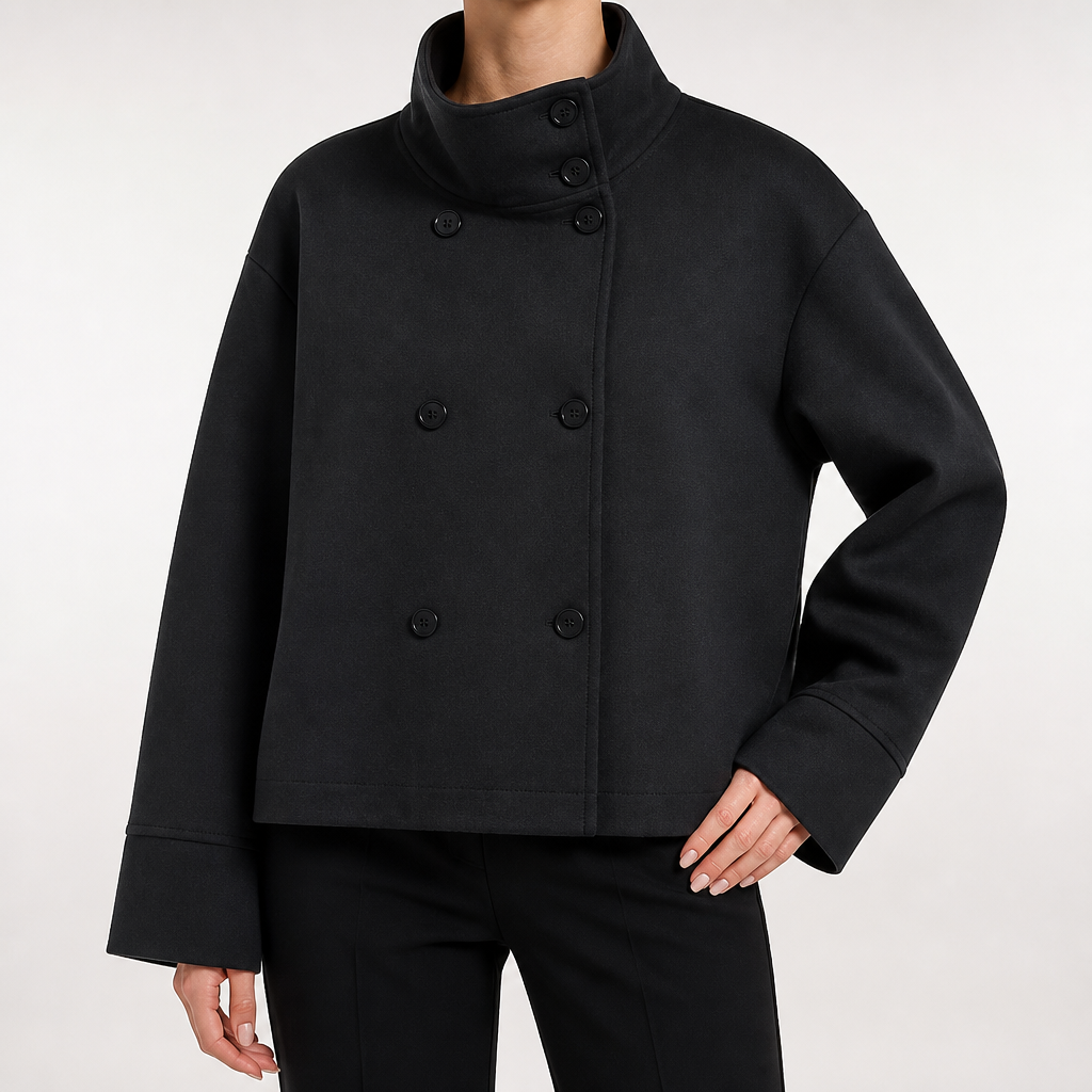 Adelaide | Womens Wool Blend Stand Collar Warm Winter Jacket, Black 2