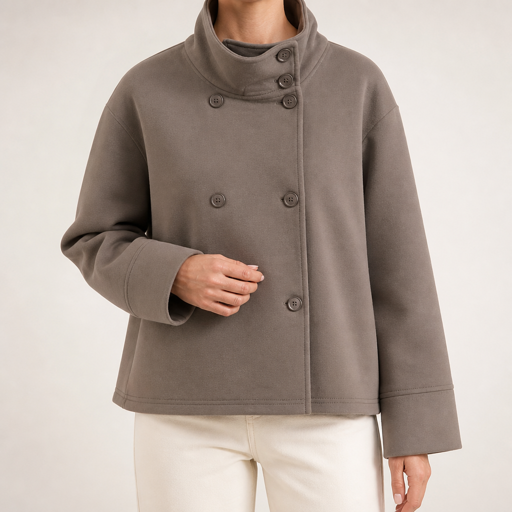 Adelaide | Womens Wool Blend Stand Collar Warm Winter Jacket, Brown 2