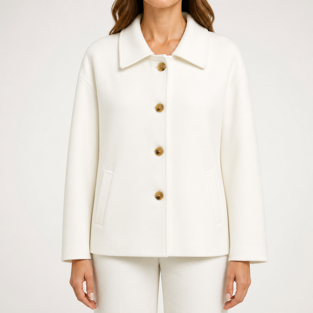 Adele | Womens Vintage Tweed Blazer Smart Casual Tailored Jacket, White