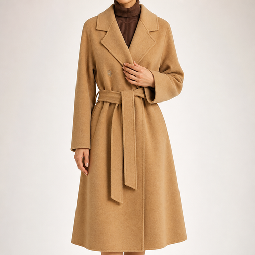 Adeline | Womens Winter Wool Longline Long Loose Warm Coat, Camel