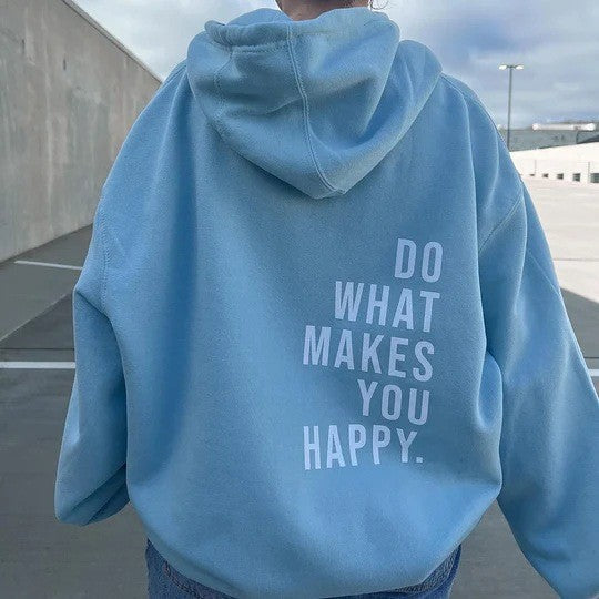 Adeline | Womens Vintage Letter Print Loose Hooded Pullover - 7