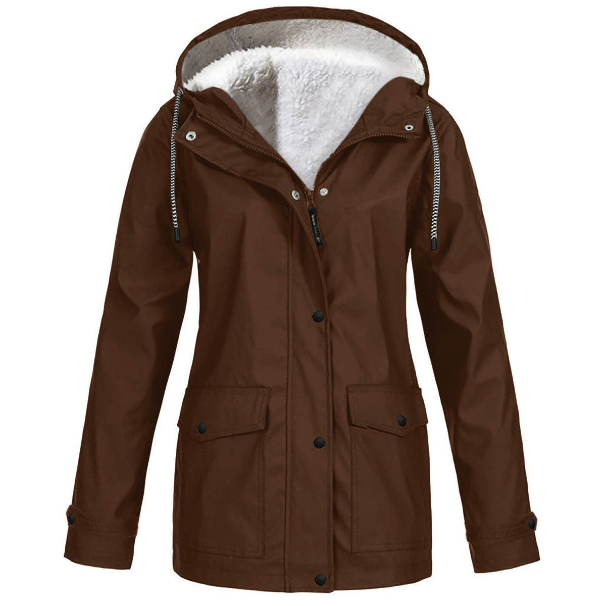Alden | Waterproof Fleece Lined Hooded Winter Rain Work Soft Shell Jacket - Brown