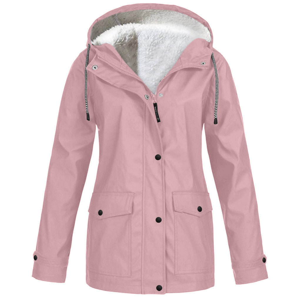 Alden | Waterproof Fleece Lined Hooded Winter Rain Work Soft Shell Jacket - Pink