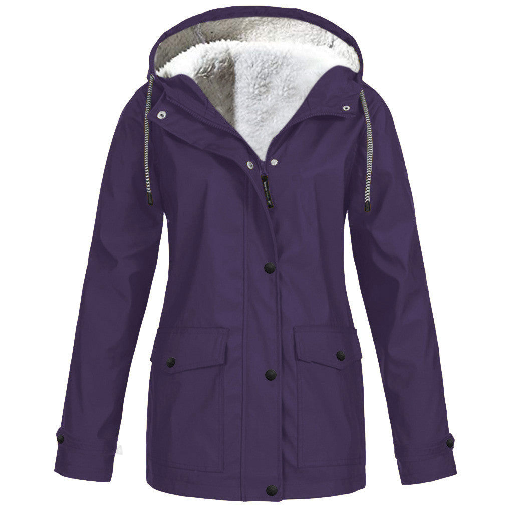 Alden | Waterproof Fleece Lined Hooded Winter Rain Work Soft Shell Jacket - Purple