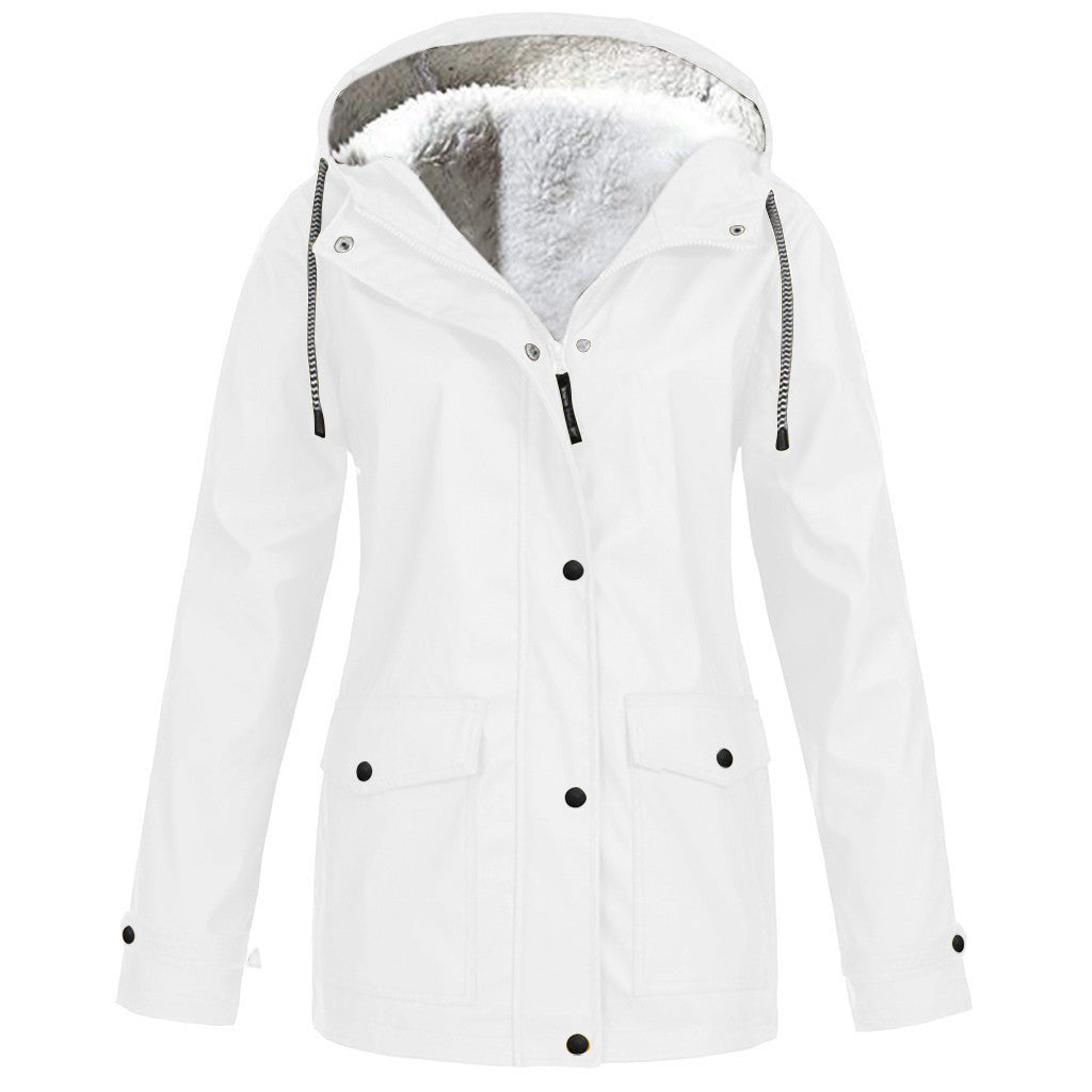 Alden | Waterproof Fleece Lined Hooded Winter Rain Work Soft Shell Jacket - White