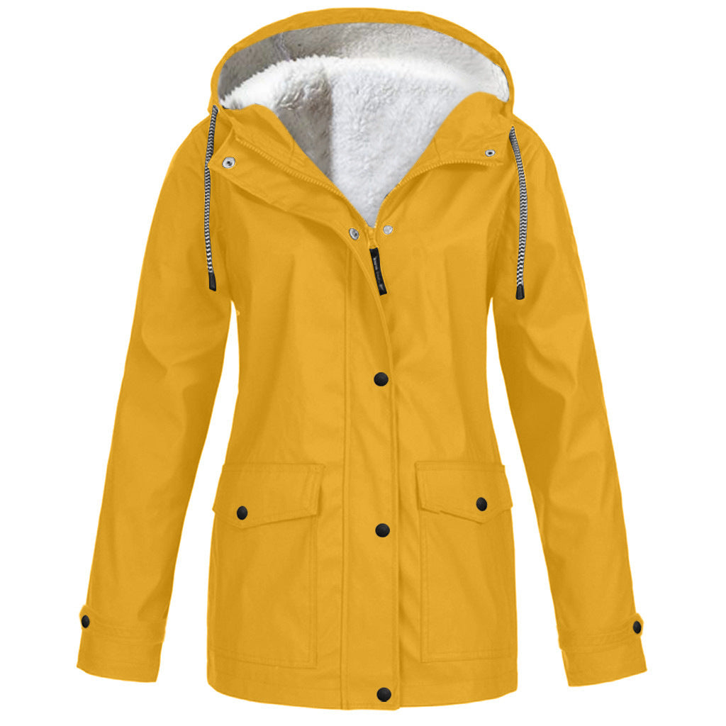 Alden | Waterproof Fleece Lined Hooded Winter Rain Work Soft Shell Jacket - Yellow