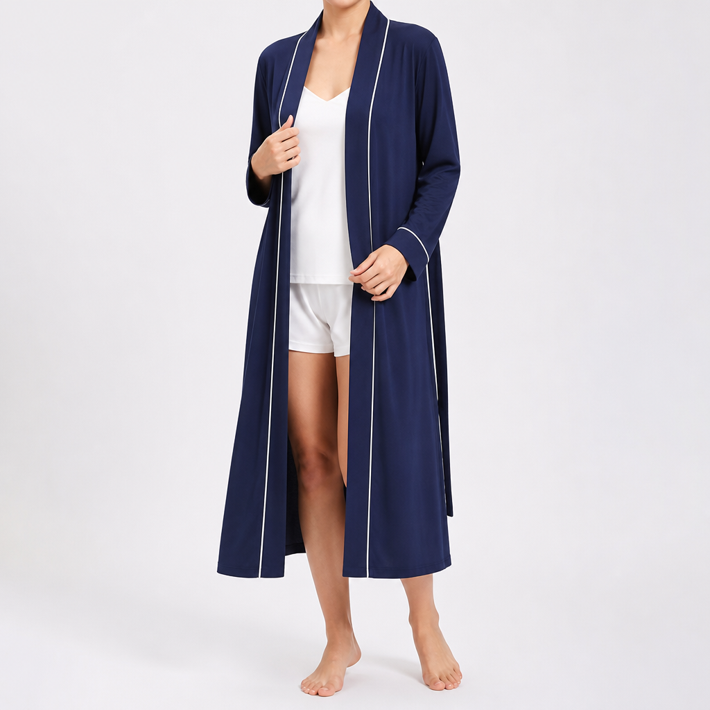 Anders | Womens Dressing Gown Cotton Nightgown Robe Loungewear, Blue