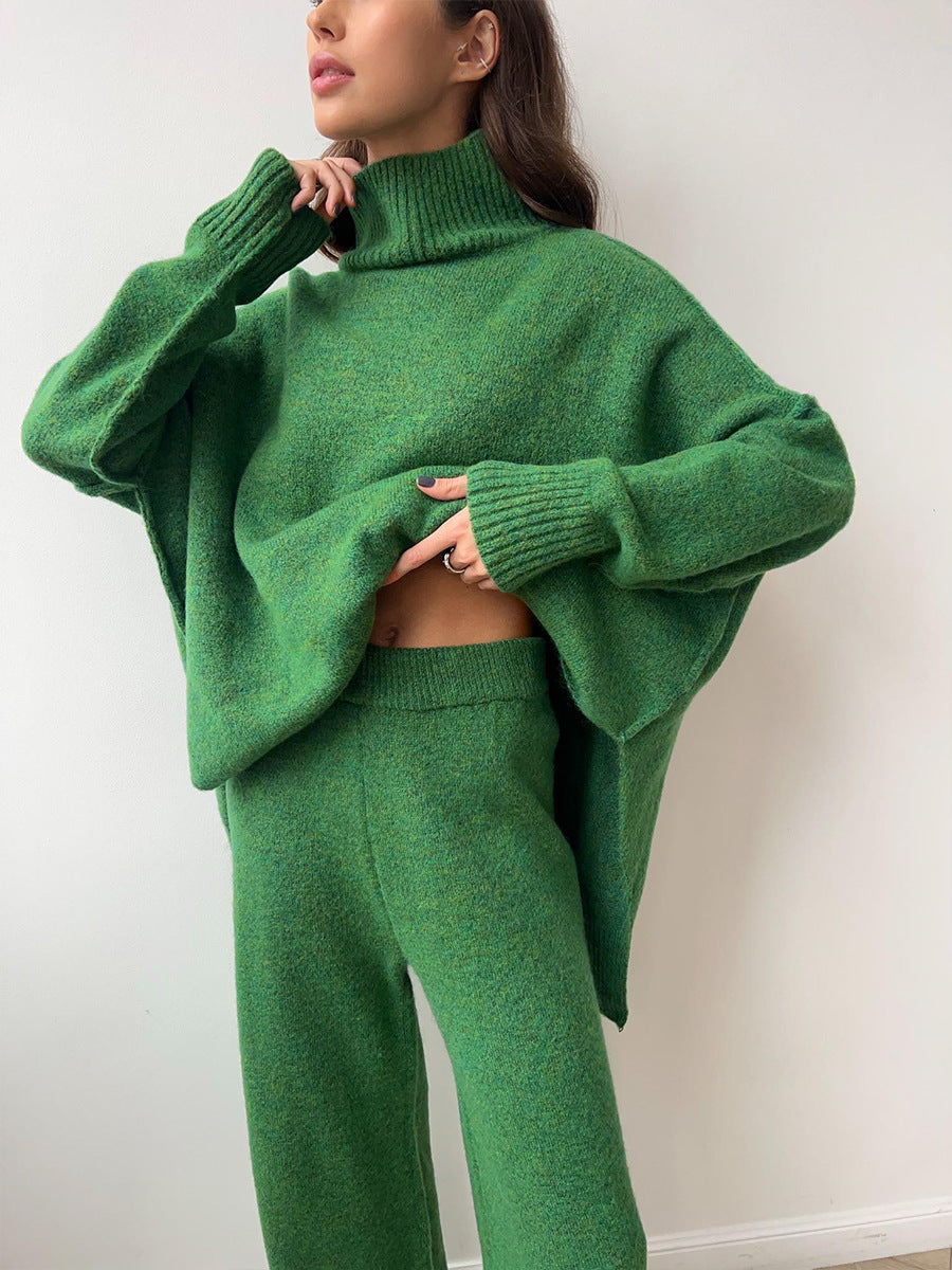 Anouk | Womens High Neck Knitted Jumper and Trousers Set - 1