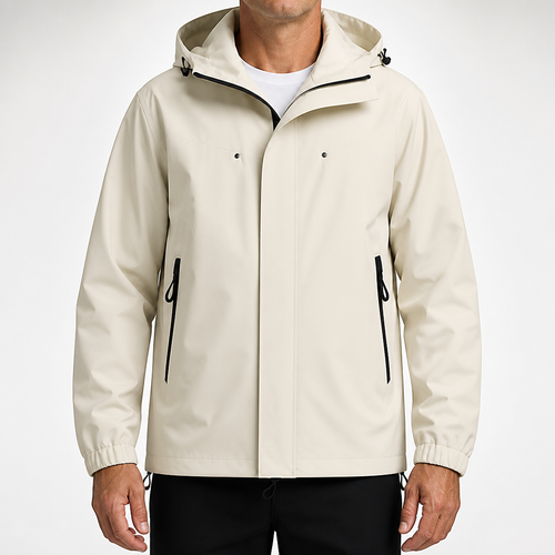 Ansel | Mens Waterproof Windproof Windbreaker Outdoor Hiking Rain Jacket, Khaki